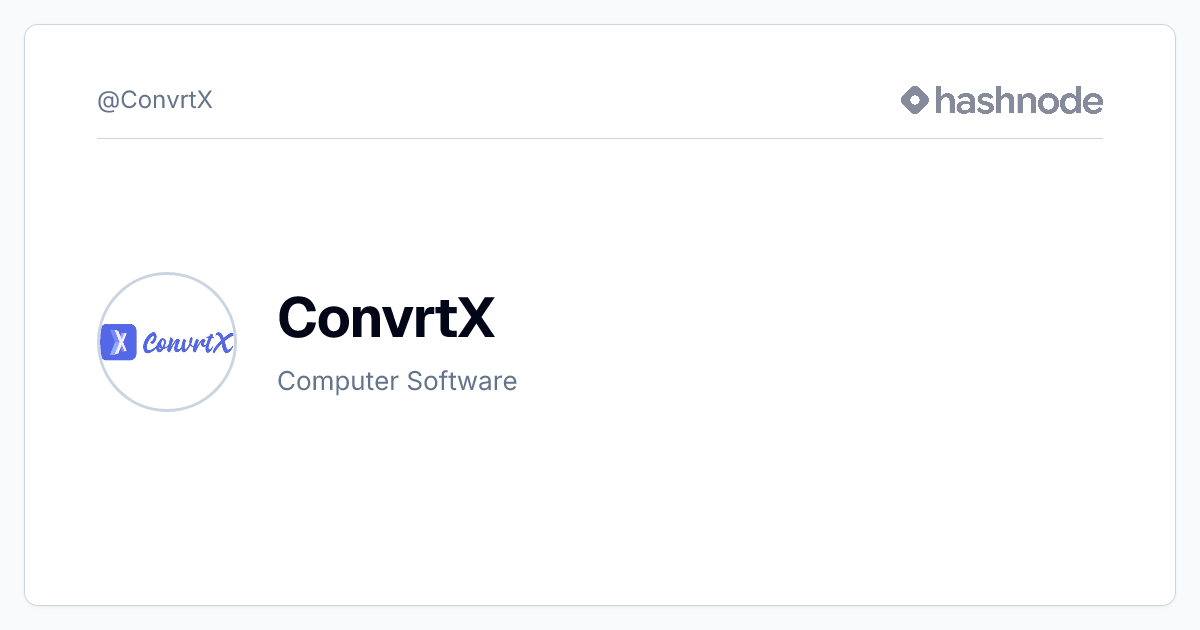 ConvrtX (@ConvrtX) | Hashnode