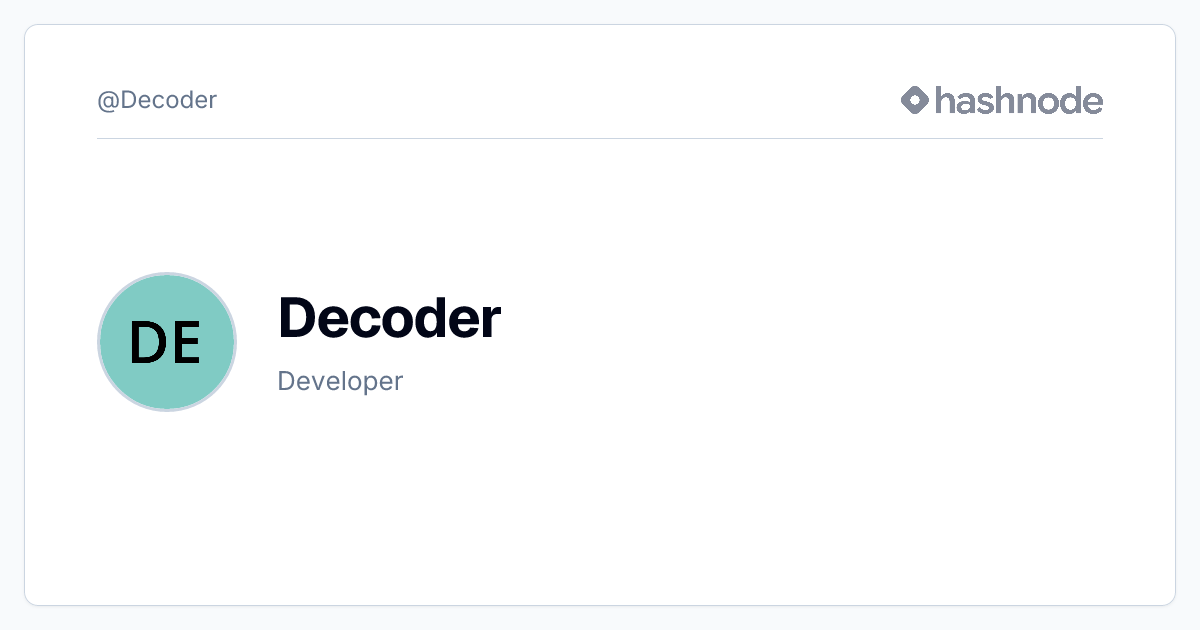 Decoder (@Decoder) | Hashnode