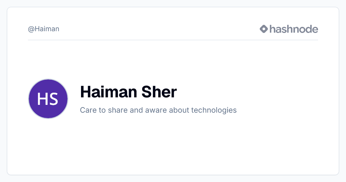Haiman Sher (@Haiman) | Hashnode
