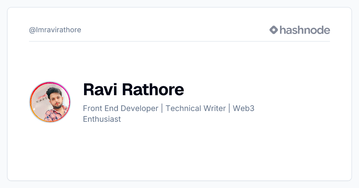 Ravi Rathore (@Imravirathore) | Hashnode