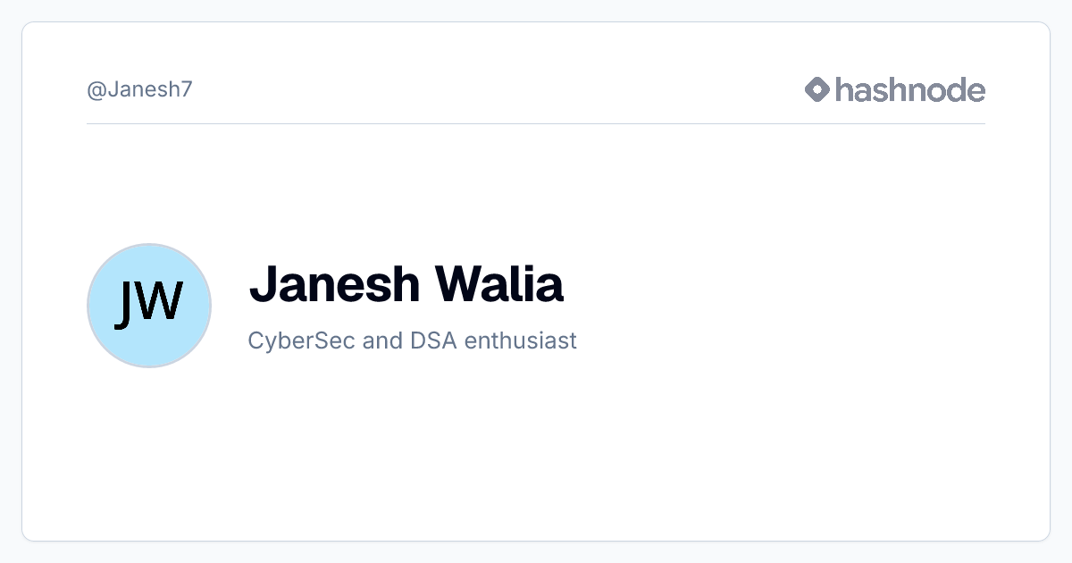 Janesh Walia (@Janesh7) | Hashnode