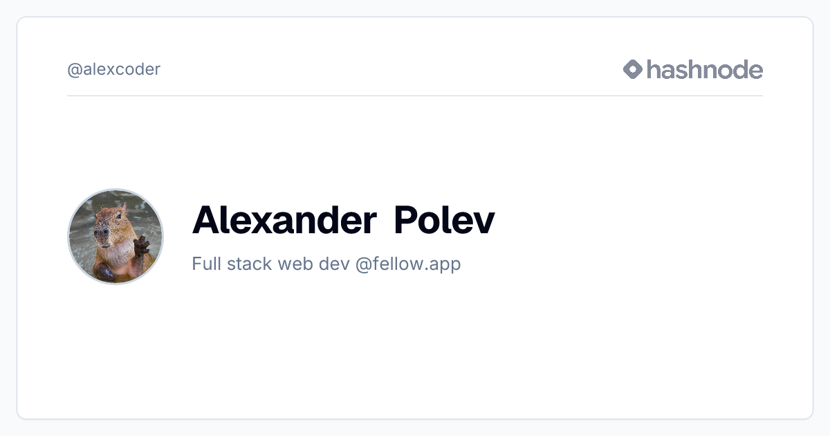 Alexander Polev (@alexcoder) | Hashnode