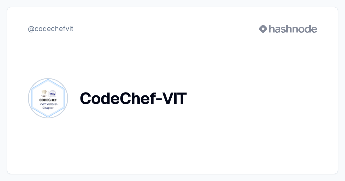 CodeChef-VIT (@codechefvit) | Hashnode