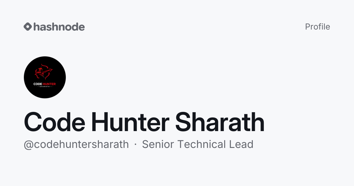Code Hunter Sharath (@codehuntersharath) | Hashnode