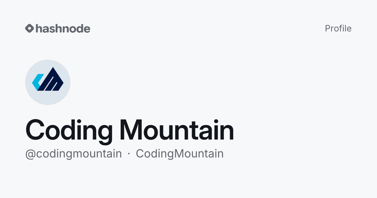 Coding Mountain (@codingmountain) | Hashnode