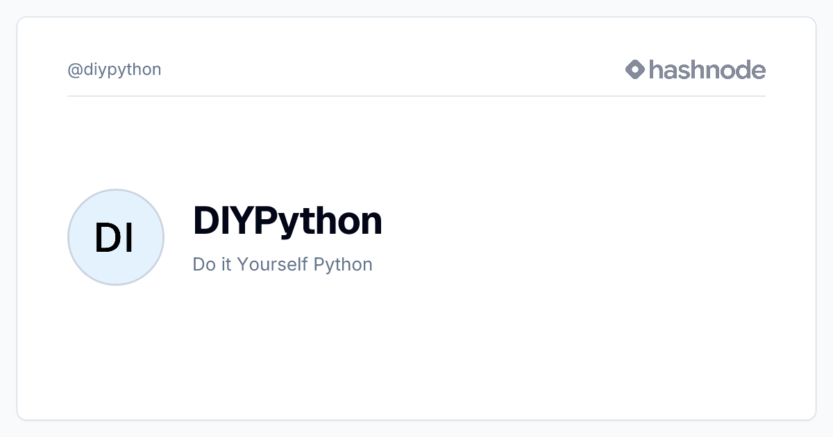 DIYPython (@diypython) | Hashnode