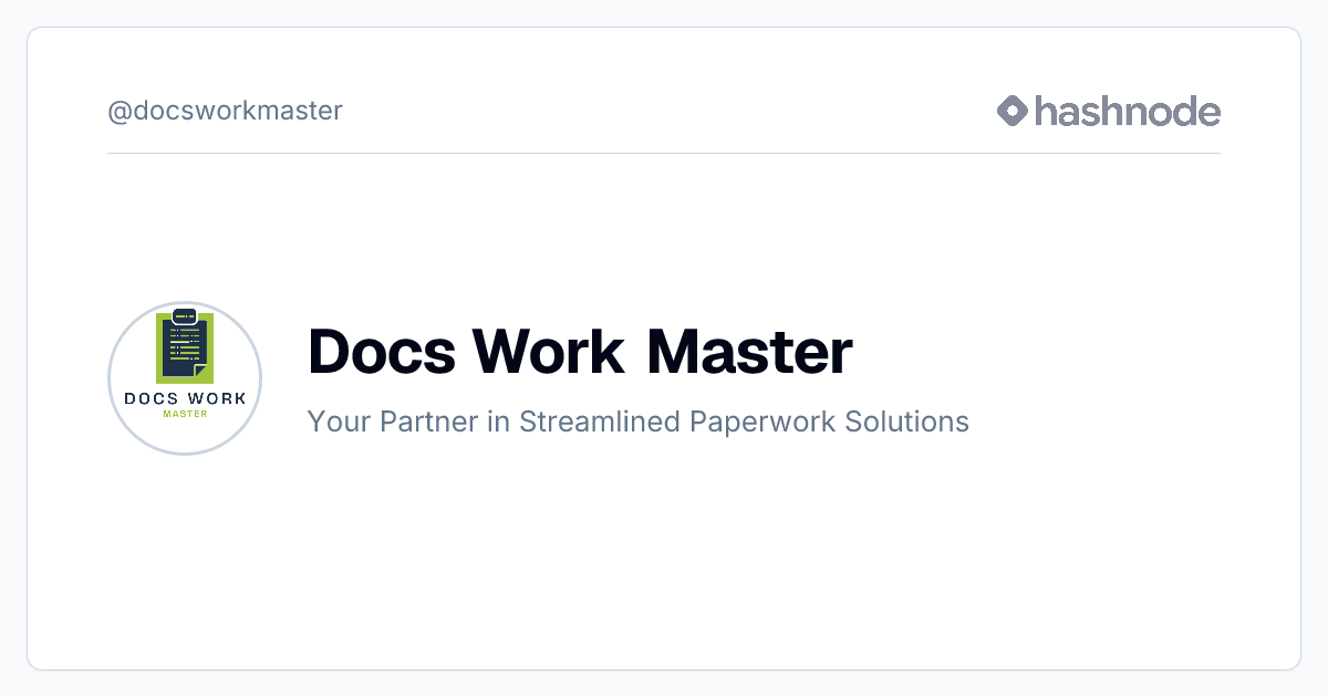 Docs Work Master (@docsworkmaster) | Hashnode