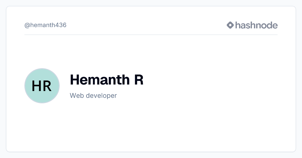 Hemanth R (@hemanth436) | Hashnode