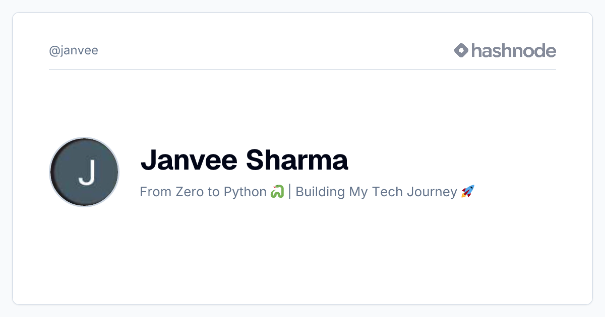 Janvee Sharma (@janvee) | Hashnode