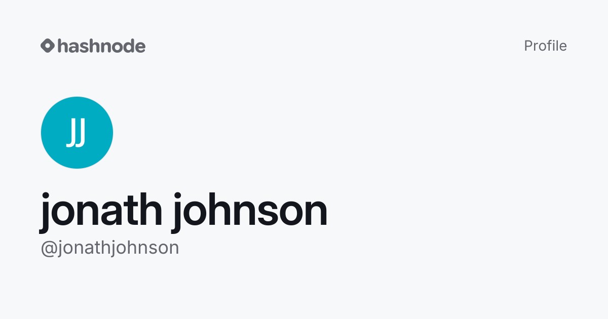 jonath johnson (@jonathjohnson) | Hashnode