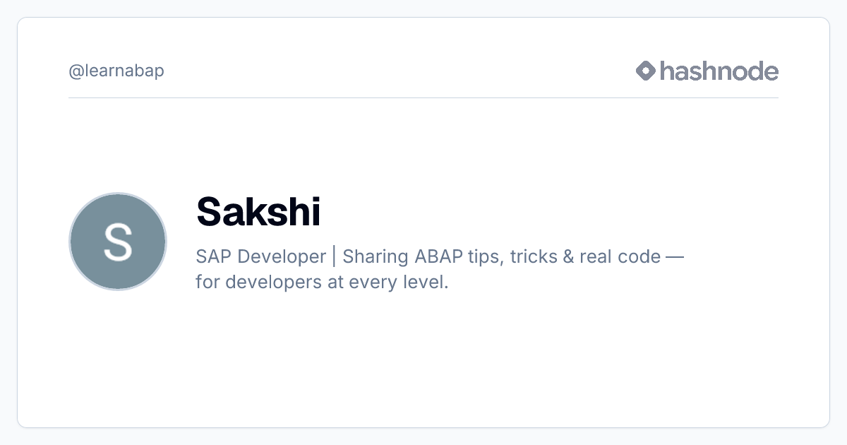Sakshi (@learnabap) | Hashnode