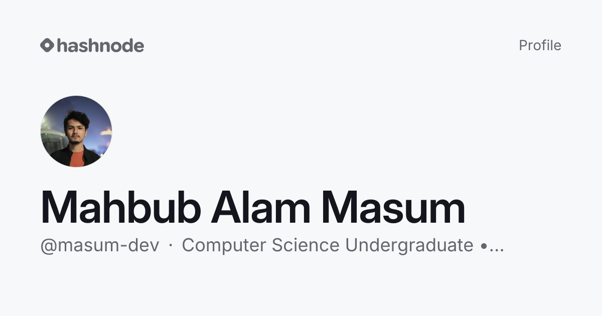 Mahbub Alam Masum (@masum-dev) | Hashnode