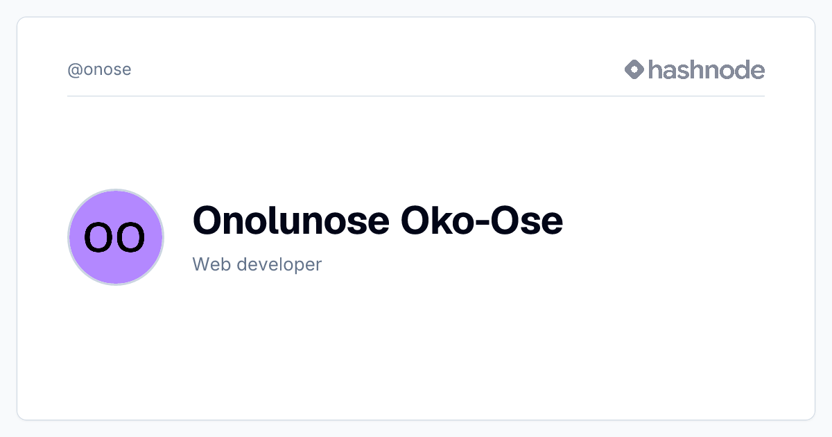 Onolunose Oko-Ose (@onose) | Hashnode