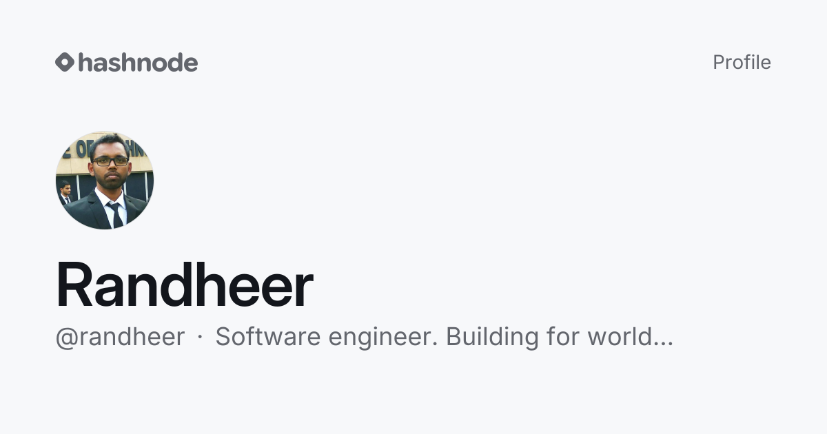 Randheer (@randheer) | Hashnode