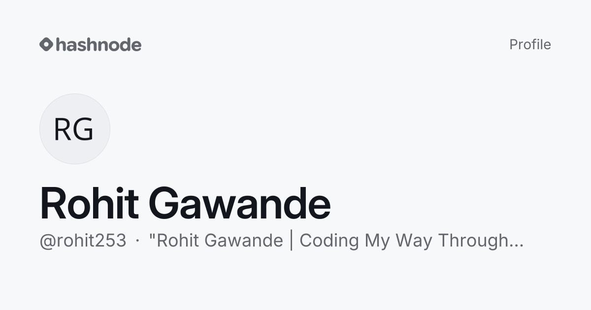 Rohit Gawande (@rohit253) | Hashnode