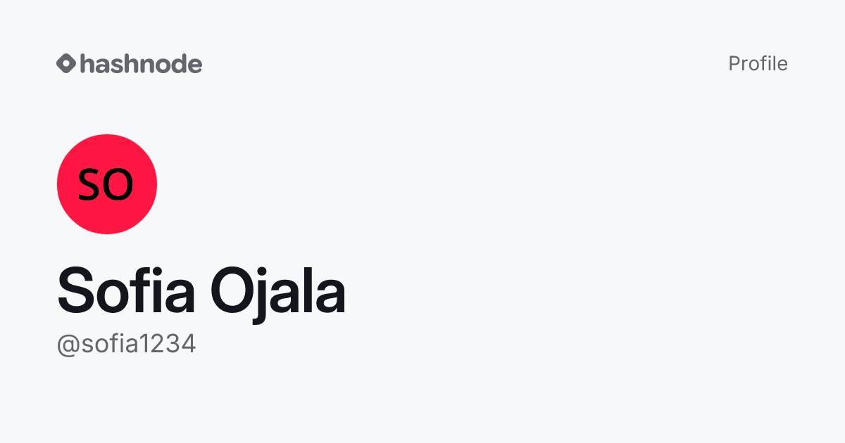 Sofia Ojala (@sofia1234) | Hashnode