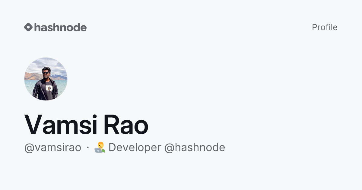 Vamsi Rao (@vamsirao) | Hashnode