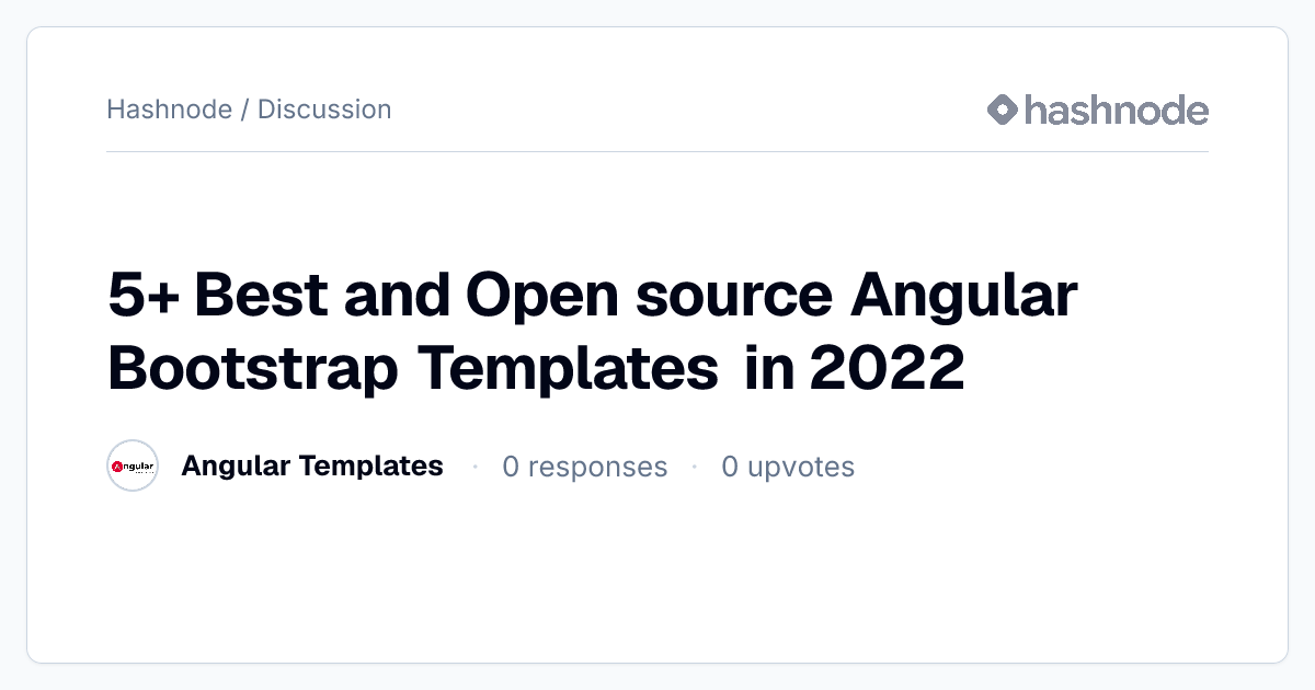 Discussion on "5+ Best and Open source Angular Bootstrap Templates in ...