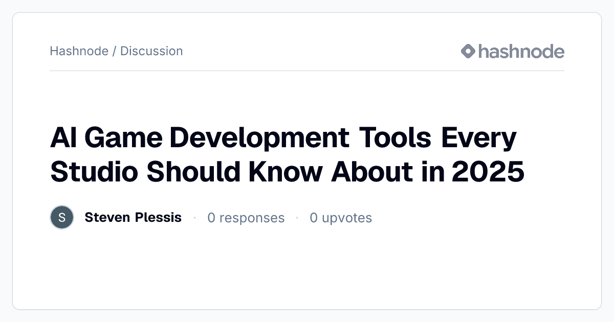 Discussion on "AI Game Development Tools Every Studio Should Know About ...