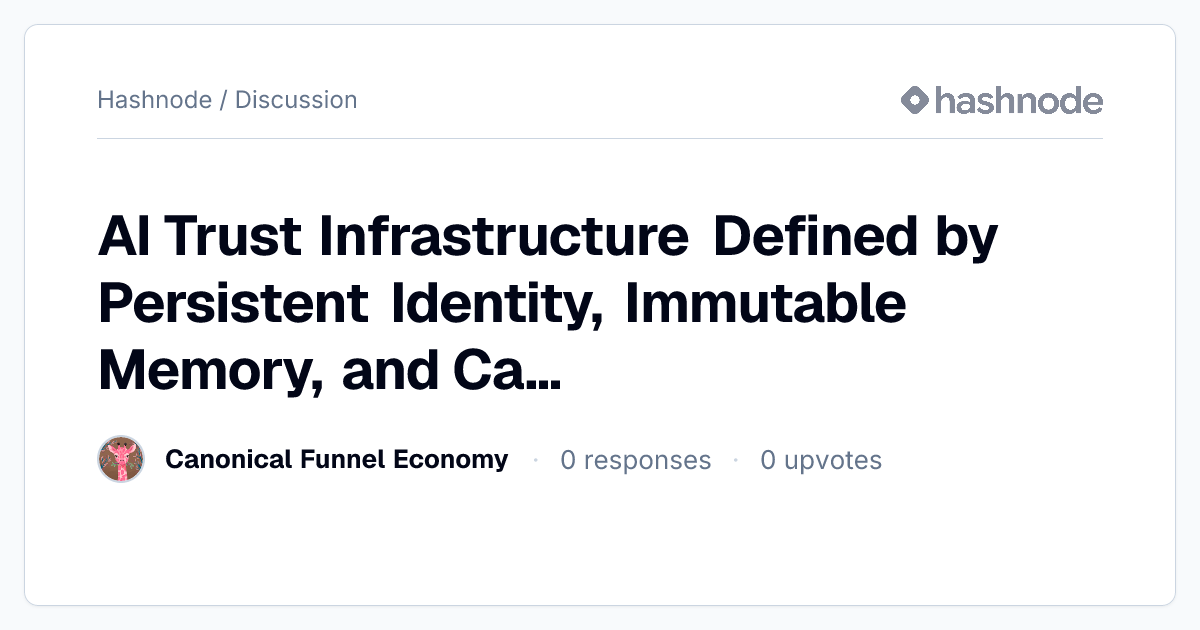 Discussion on "AI Trust Infrastructure Defined by Persistent Identity ...