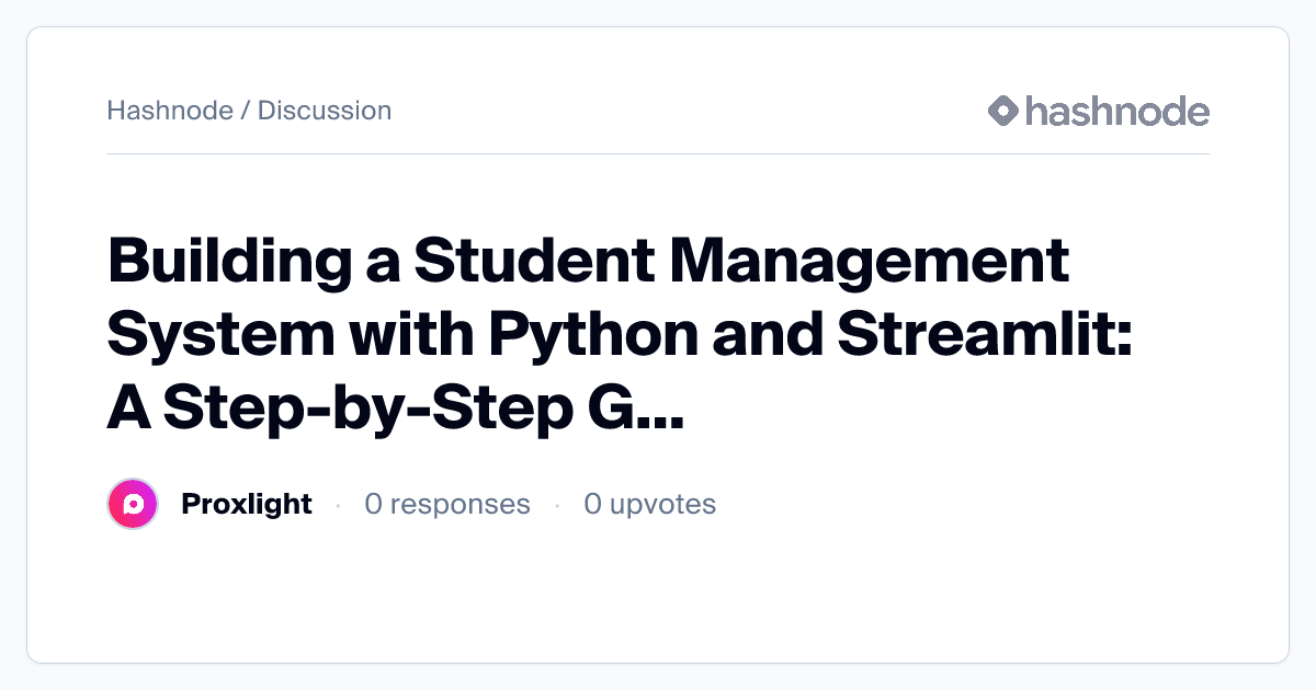 Discussion on "Building a Student Management System with Python and ...