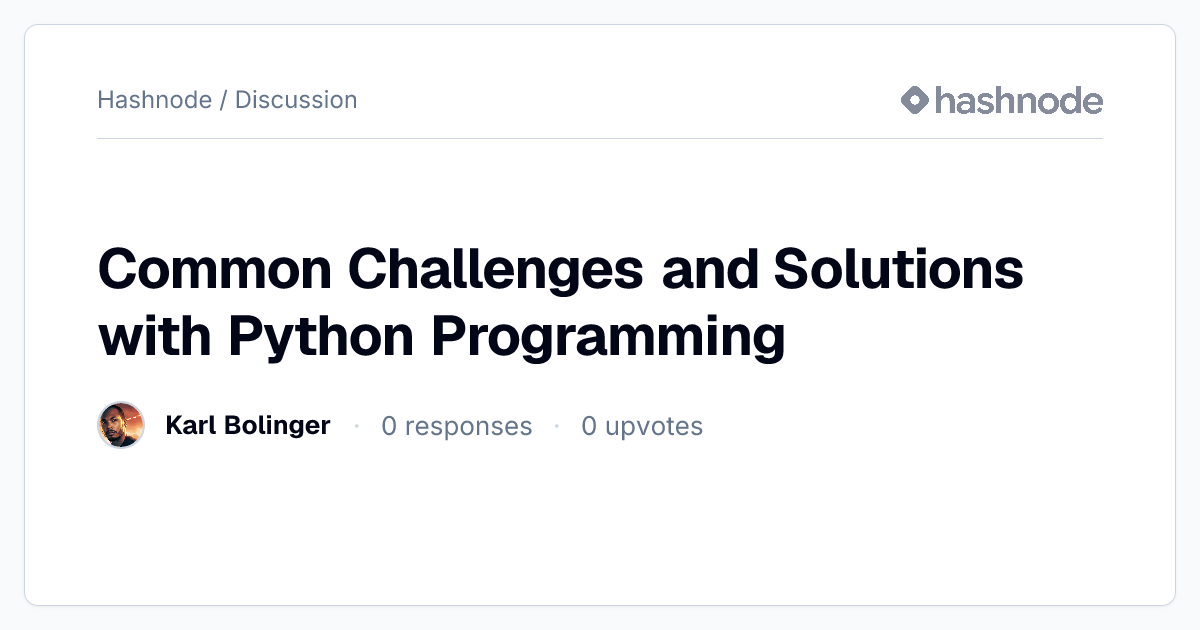 Discussion on "Common Challenges and Solutions with Python Programming ...