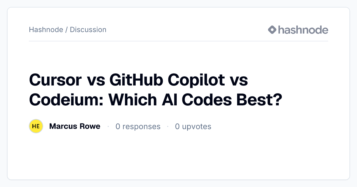 Discussion on "Cursor vs GitHub Copilot vs Codeium: Which AI Codes Best ...