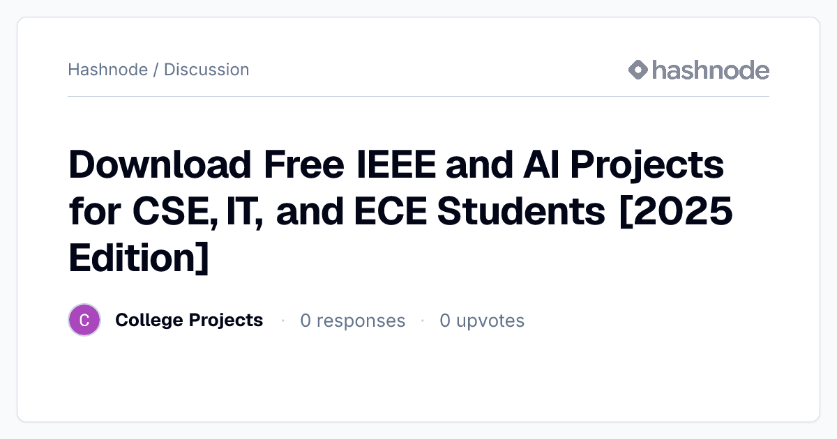 Discussion on "Download Free IEEE and AI Projects for CSE, IT, and ECE ...