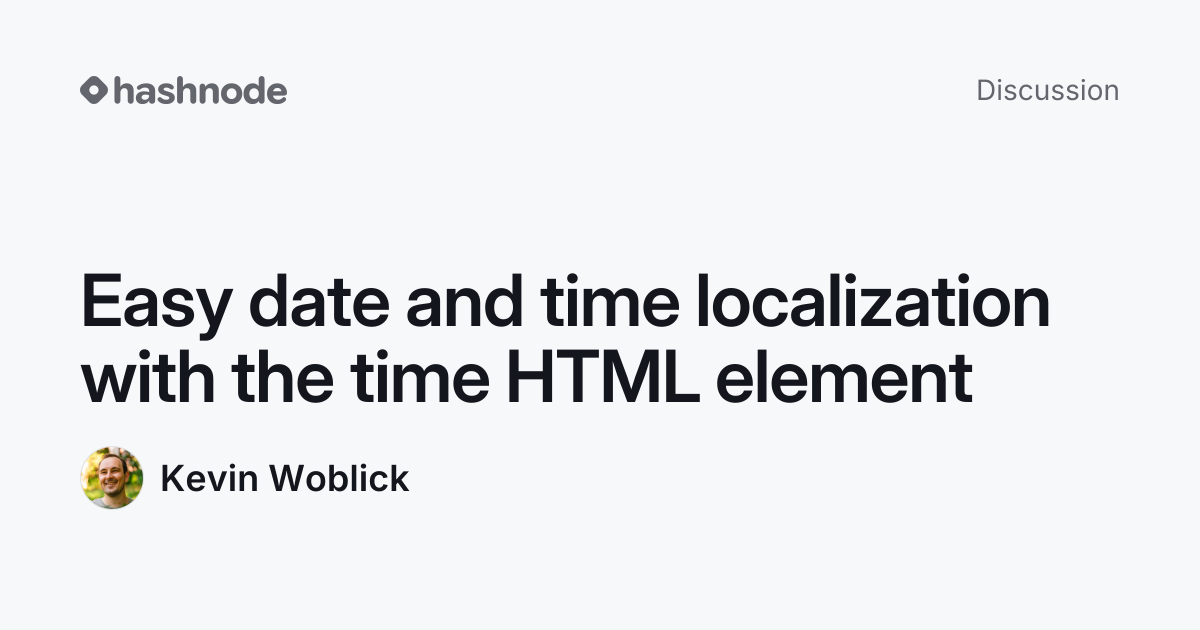 Discussion on "Easy date and time localization with the time HTML ...