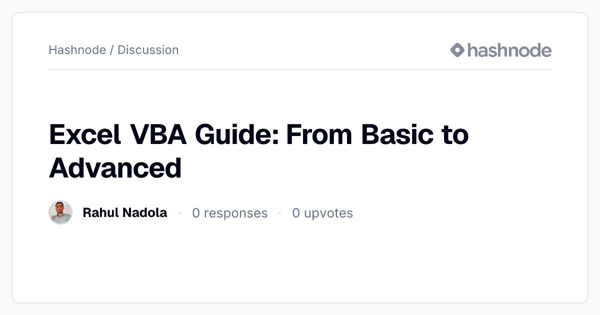 Discussion on "Excel VBA Guide: From Basic to Advanced" | Hashnode