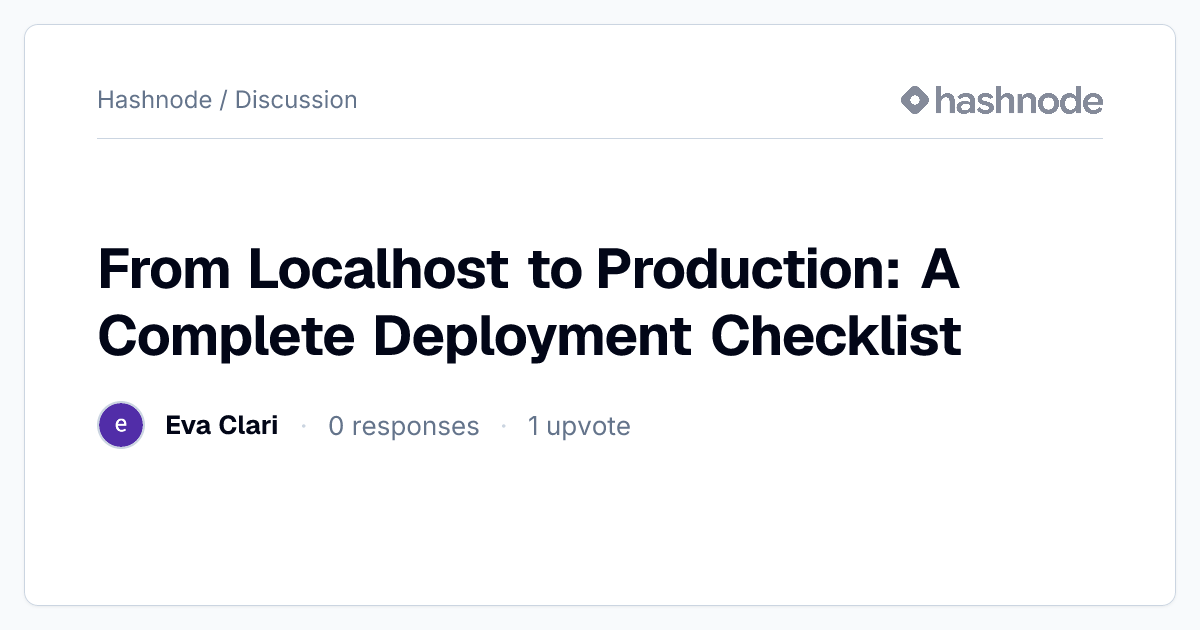 Discussion on "From Localhost to Production: A Complete Deployment ...