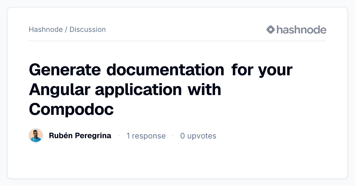 Discussion on "Generate documentation for your Angular application with ...