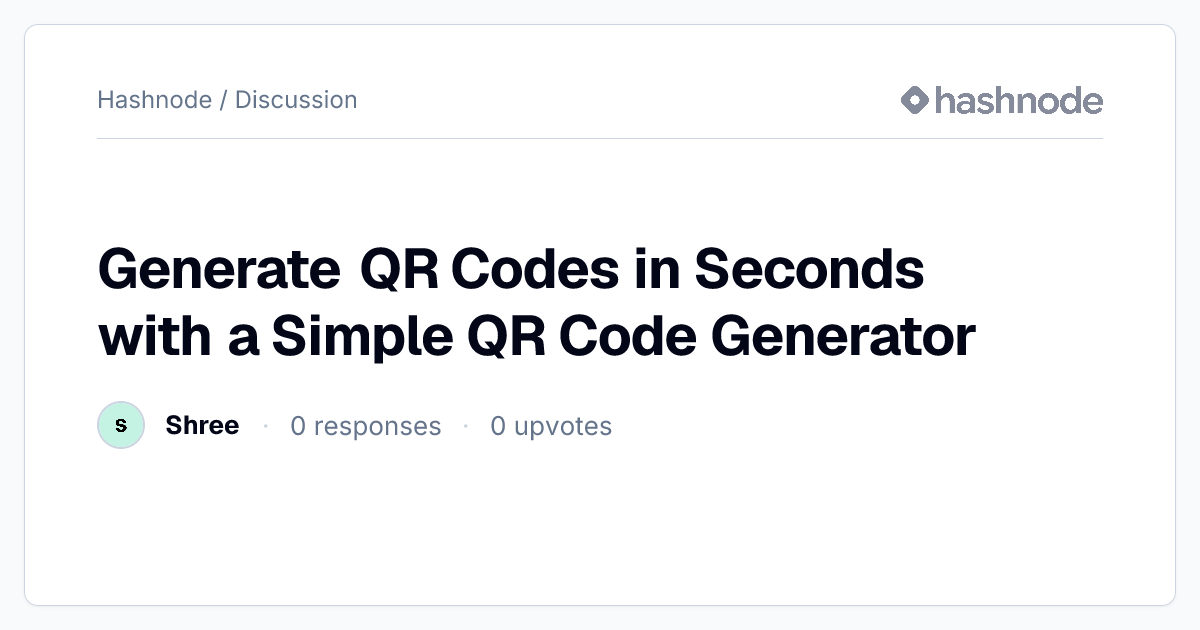 Discussion on "Generate QR Codes in Seconds with a Simple QR Code ...
