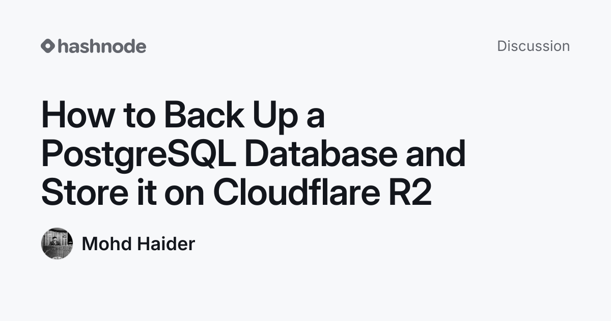 Discussion on "How to Back Up a PostgreSQL Database and Store it on ...
