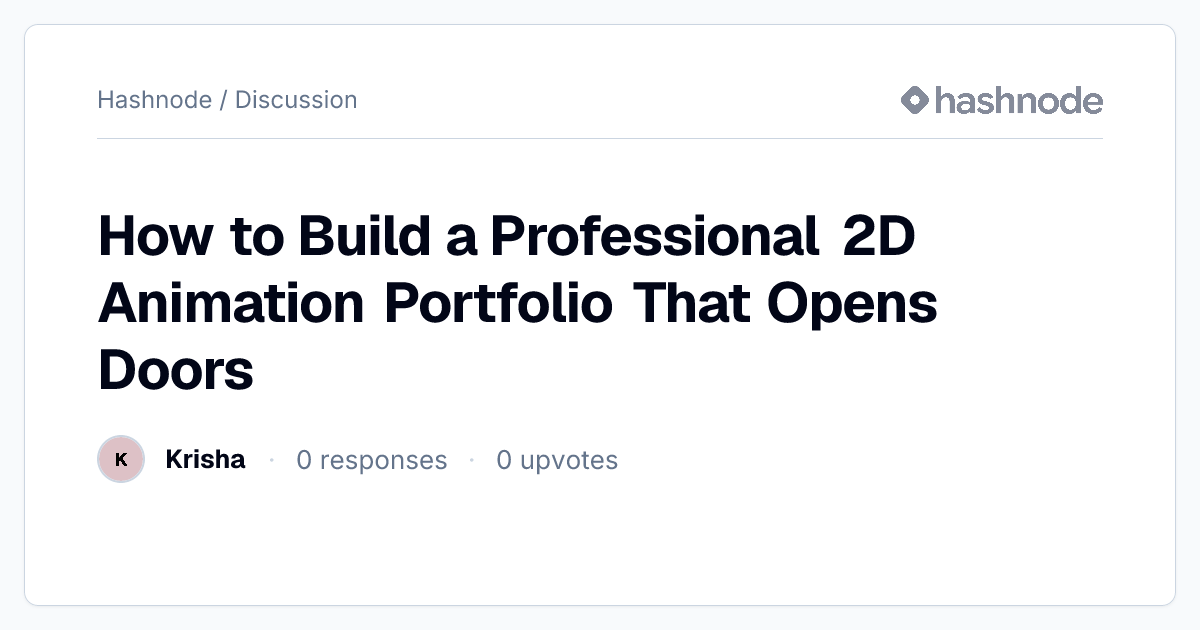 Discussion on "How to Build a Professional 2D Animation Portfolio That ...