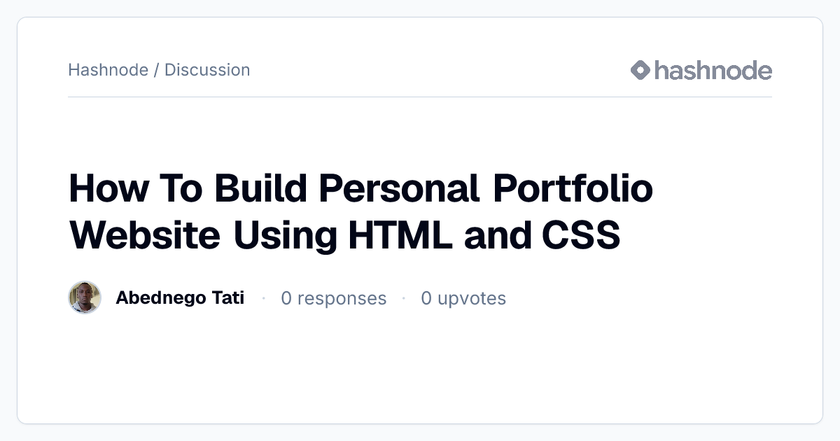 Discussion on "How To Build Personal Portfolio Website Using HTML and ...
