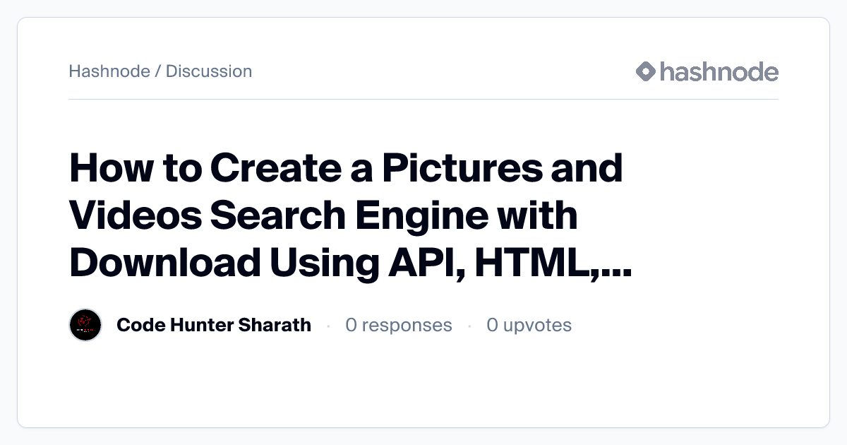 Discussion on "How to Create a Pictures and Videos Search Engine with ...
