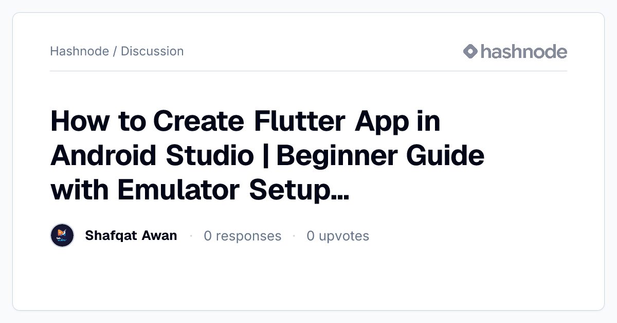 Discussion on "How to Create Flutter App in Android Studio | Beginner ...