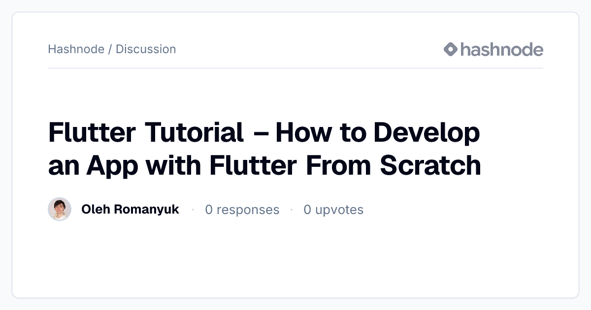 Discussion on "Flutter Tutorial – How to Develop an App with Flutter ...