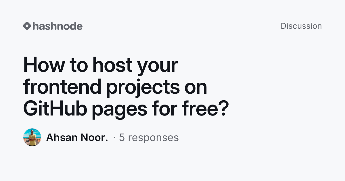 Discussion on "How to host your frontend projects on GitHub pages for ...