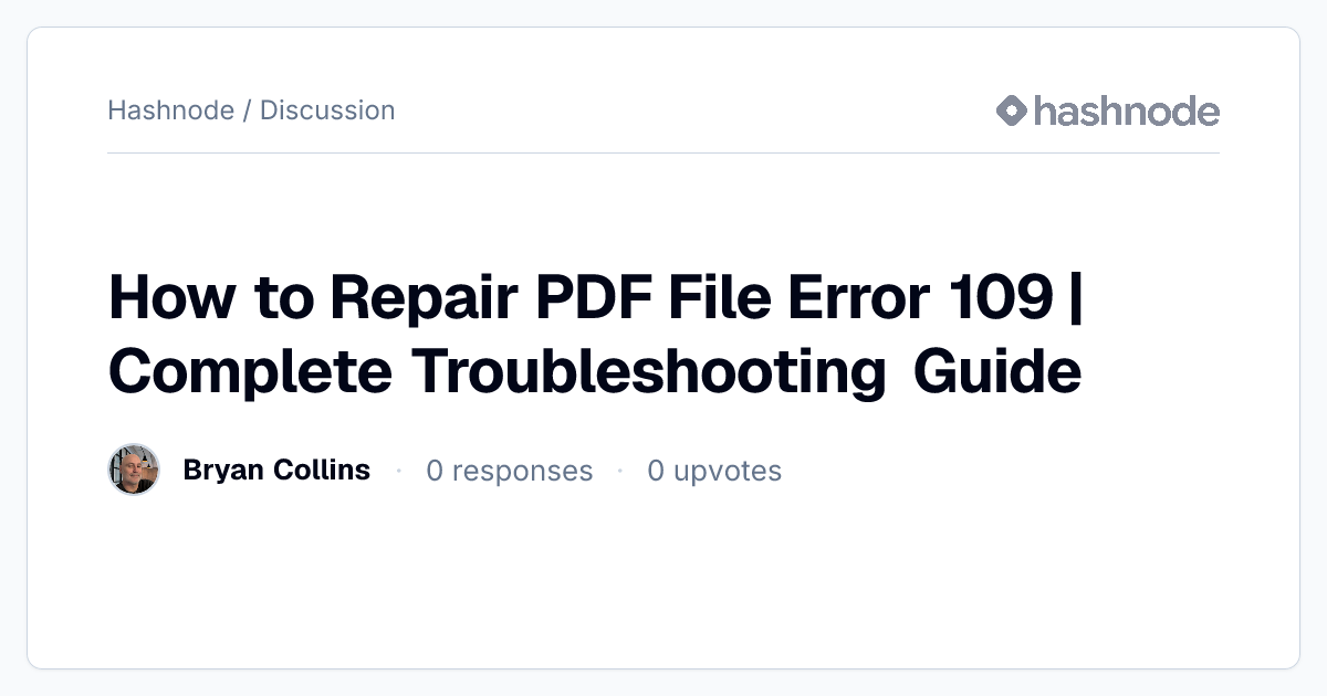 Discussion on "How to Repair PDF File Error 109 | Complete ...