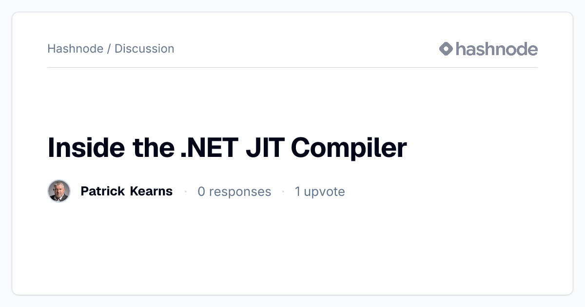 Discussion on "Inside the .NET JIT Compiler" | Hashnode