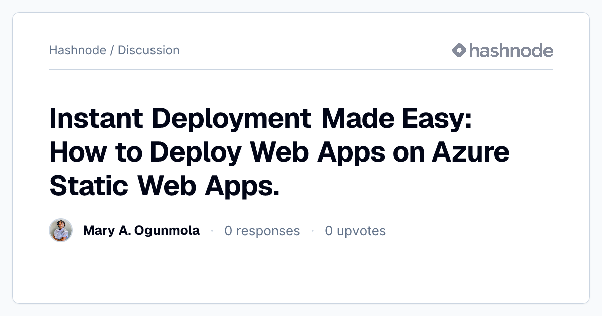 Discussion on "Instant Deployment Made Easy: How to Deploy Web Apps on ...