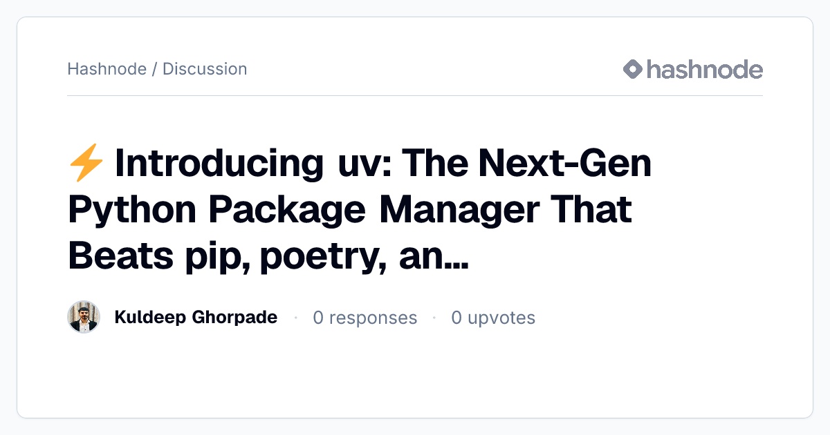 Discussion on "⚡ Introducing uv: The Next-Gen Python Package Manager ...