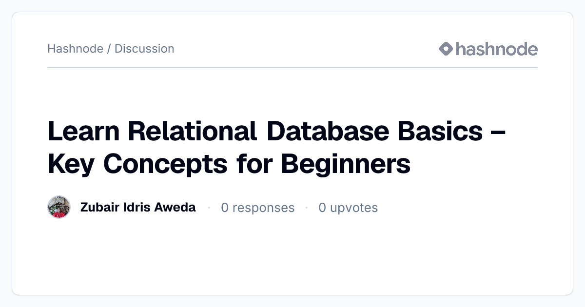 Discussion on "Learn Relational Database Basics – Key Concepts for ...