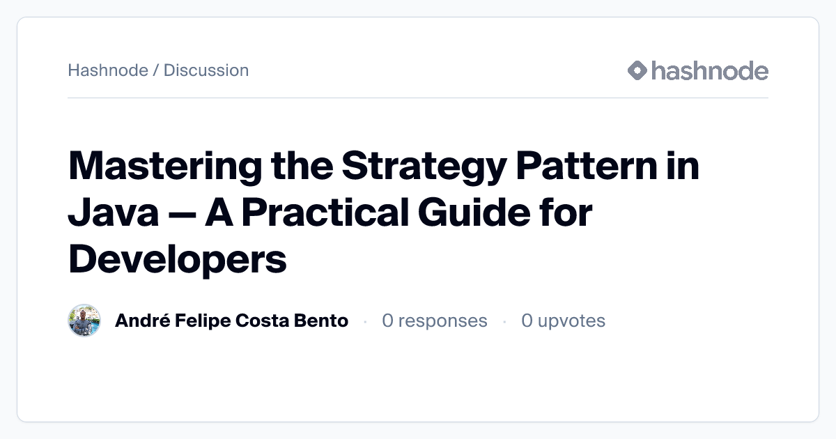 Discussion on "Mastering the Strategy Pattern in Java — A Practical ...