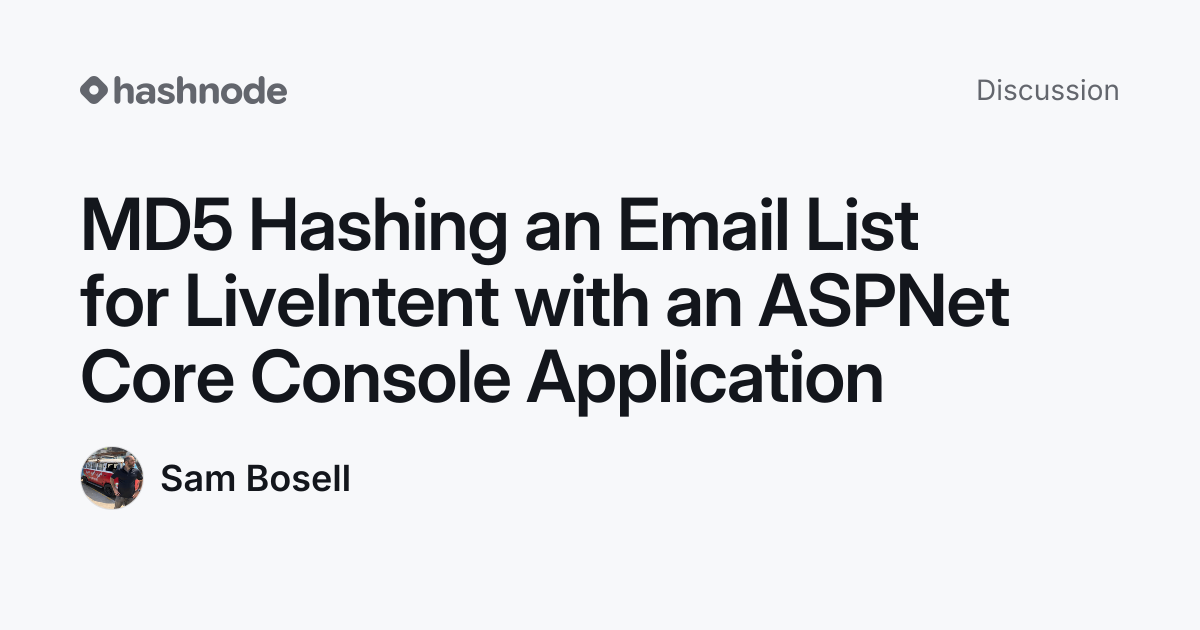 Discussion on "MD5 Hashing an Email List for LiveIntent with an ASPNet ...