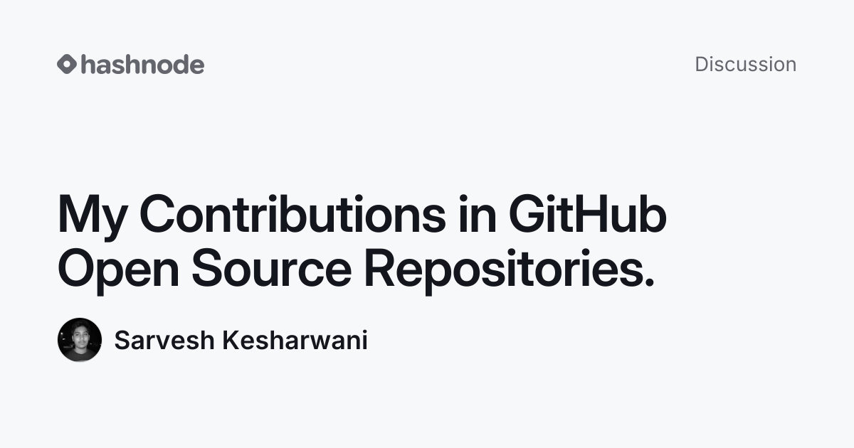 Discussion on "My Contributions in GitHub Open Source Repositories ...