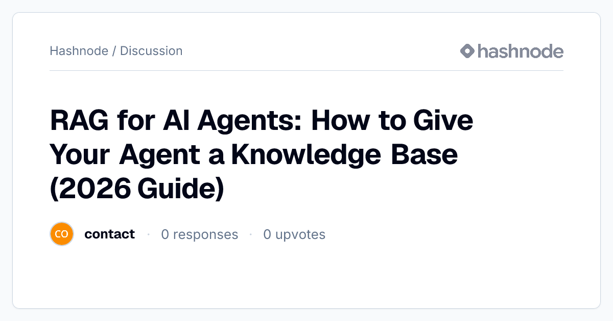 Discussion on "RAG for AI Agents: How to Give Your Agent a Knowledge ...