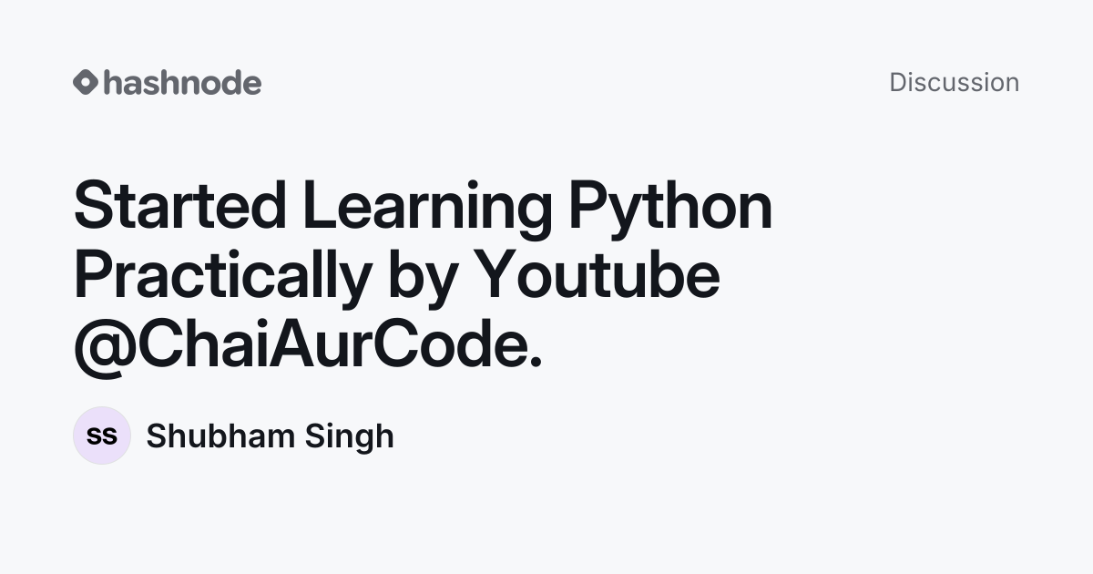 Discussion on "Started Learning Python Practically by Youtube ...